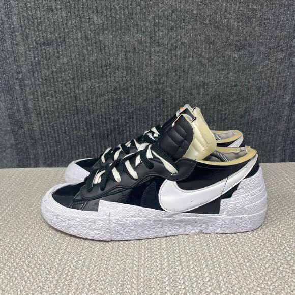 Nike x Sacai Blazer Low Black White Patent Leather Shoes Mens 10.5 DM6443-001 main image 5